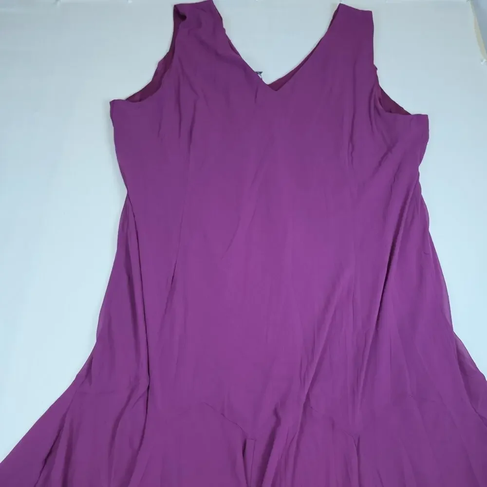 Roaman's 2 Pc Dress & Sheer Jacket Set 38W Purple Sequin Embroidered Plus Size